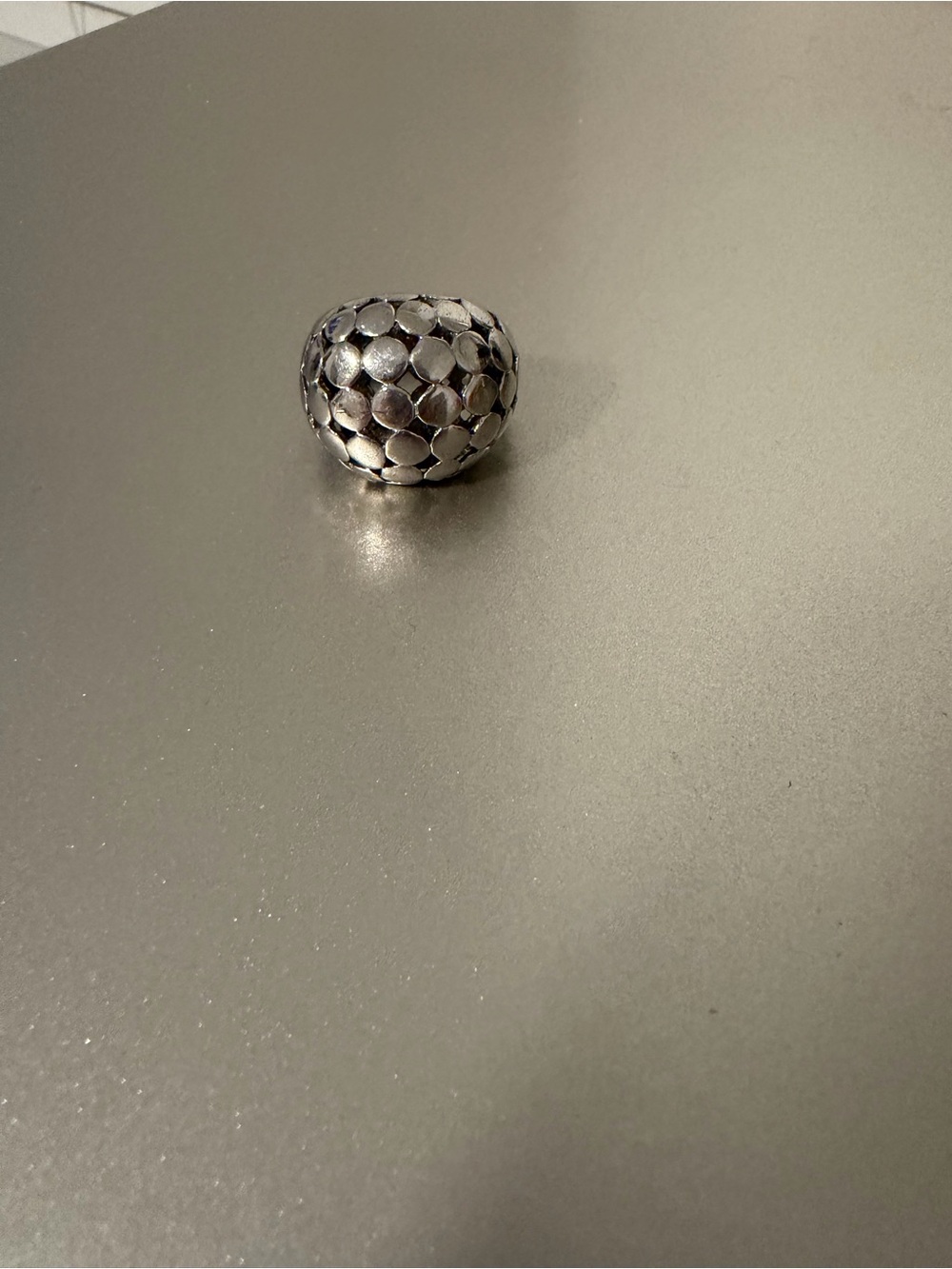 Textured Disc Dome Ring in Silver